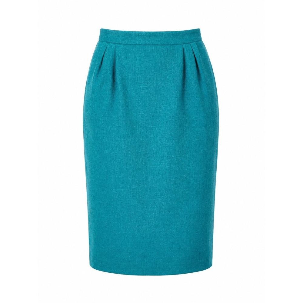 Vintage Women's Teal Pencil‎ Skirt Size 8 Textured Career Office With Pockets